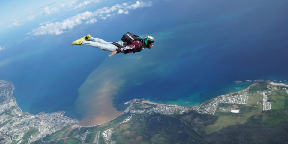 Experienced jumper enjoying free fall at La Zona Puerto Rico Skydiving center